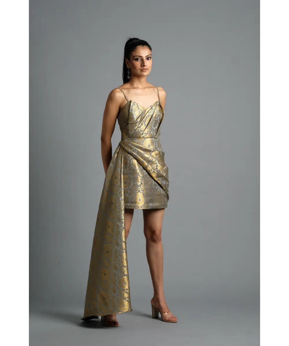 AASTHA SOOD - Grey Brocade Dress